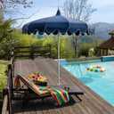 7Ft Patio Pagoda Umbrella, UV Protect Pool Umbrellas with Heavy Duty Pole, Outdoor Umbrellas for Patio, Curved-shaped Umbrella Ribs, Carry Bag
