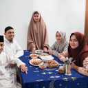 Rtteri 60 x 84 Inches Ramadan Tablecloth Decorations Eid Mubarak Washable Tablecloths Ramadan Cloths Polyester Eid Al Fitr Party Table Covers for Rectangle Table Dining Room Kitchen Decor(Blue)