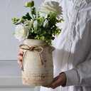 SIDUCAL Ceramic Decorative Flower Vase, 8 Inch Rustic Distressed Pottery Decorative Flower Vase for Home Decor, Ideal Shelf, Bookshelf, Mantle, Entryway, Living Room, Table Decor