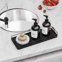 Bathroom Vanity Tray for Countertop Toiletries Perfume Makeup Soap Dispenser Toilet Tank, Kitchen Tray for Salt Spice, Black Decor Tray for Candle Nightstand Coffee 11.3”x 4.4”