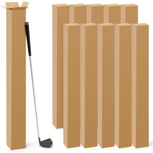 Qilery 10 Pcs 4 x 4 x 48 Inch Golf Club Shipping Boxes 4L x 4W x 48H Tall Corrugated Boxes Cardboard Long Golf Storage Box for Shipping, Packaging, Moving, Mailing, Home or Business