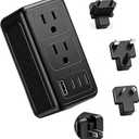 Upgrade 2000W 220V to 110V Voltage Converter US to Europe for Hair Dryer, International Universal Travel Adapter with Type C A G I, Converter for European Travel with 1 USB A & 3 Type C (Black)