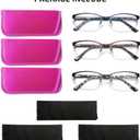 3-Pack Reading Glasses for Women Blue Light Blocking Metal Half Frame Computer Readers Anti UV/Eye Strain/Glare