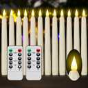 Flameless Taper Candles with Remote Control and Timer, Battery Operated LED Candlesticks with Flickering 3D Flame, 9.60.8 Inches Plastic Fake Candles for Christmas, Wedding and Home Decor (Ivory, 12)