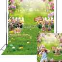 Easter Backdrop for Photography 6x8FT Easter Spring Garden Floral Bunny Colorful Eggs Fence Green Grass Bokeh Background Kids Newborn Baby Portrait Photo Props (6x8FT(width 180cm x Height 240cm))
