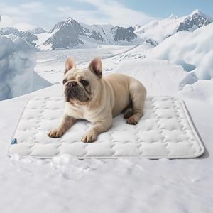 Bedsure Cooling Mat for Medium Dogs  29x21 Thin Washable Cooling Pet Pad for Cat, QMAX>0.5, Portable Kennel Puppy Bed for Summer, Non-Slip Summer Crate Pad for Dog Up to 25 lbs (Pearl Grey)