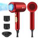 Slopehill Professional Ionic Hair Dryer, Powerful 1800W Fast Drying Low Noise Blow Dryer with 2 Concentrator Nozzle 1 Diffuser Attachments for Home Salon Travel (Agate Red)