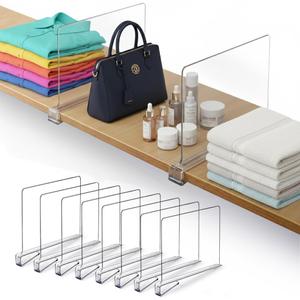 8 Pack Acrylic Shelf Dividers for Closet 11x7.9 Inch  Acrylic Dividers for Shelves Clear Closet Shelf Separators for Purses, Clothes Storage  Vertical Bookshelf Dividers for Bedroom & Kitchen