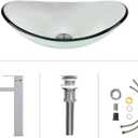 Bathroom Boat Shape Artistic Glass Vessel Sink Free Chrome Faucet and Pop-up Drain Set, Clear