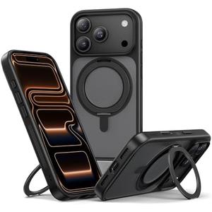 NIMASO for iPhone 17 Pro Case with Ring Stand 360°Rotatable, Compatible with MagSafe, Shockproof Military Grade Protection, Translucent Matte Back, Magnetic Kickstand iPhone 17 Pro Phone Case