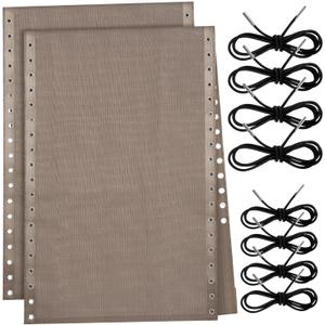 Queekay 2 Pcs Gravity Chair Replacement Fabric with 8 Bungee Cord Lounge Cloth Mesh Patio Chair Repair Kit Sling Fabric Replacement for Patio Recliner Outdoor Lawn Pool Beach (63" X 21",Light Brown)