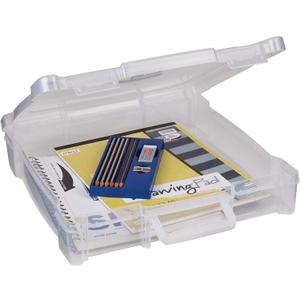 ArtBin 6913AB Portable Art & Craft Organizer with Handle, Holds Up to 12" x 12" Paper, [1] Plastic Storage Case, Clear