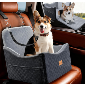 2 in 1 Dog Car Seat Bed for Small/Medium Dogs Up to 35 lbs, Travel Dog Booster Seat with Memory Foam Thick Cushion, Safety Belts&Storage Pockets, Removable Washable Bed Fits Front or Back Seat