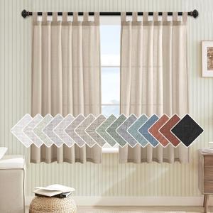 H.VERSAILTEX Linen Blended Curtains - Tab Top Semi Sheer Window Treatments Panels Drapes for Living Room/Bedroom, Light Filtering (Set of 2, 52" x 54", Angora)