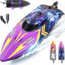 BEZGAR TX136 12 Inch 25 KPH Fast RC Speed Boat for Kids | 25 KPH High Speed; double playtime; Waterproof Hull; Ideal Speed Boat for Pools & Lakes; Purple