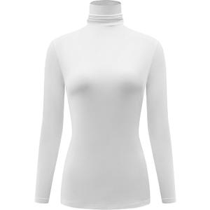 Kindcall Casual Turtleneck Tops Lightweight Long Sleeve Soft Thermal Shirts for Women (XX-Large, White)