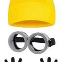 3Pcs Halloween Costume Accessories Adult Steampunk Goggles Glasses Yellow Beanie Hats Black Gloves Women Party Set (Yellow)