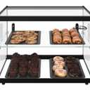KoolMore 22 in. Tiered Pastry Bakery Display Case with Glass Shelf and Sliding Door, 2.2 cu. ft. Capacity, ETL Listed (KM-DC-2CSBK)