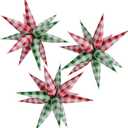 32Inch Red&Green Gingham Plaid Star burst Foil Balloon,Chirsmas Party Decoration Balloons,12pcs Spike Explplosion Balloon For Farmhouse Wedding, Picnic, Birthday, and Festival Decorations