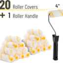 Bates- Paint Rollers, 4 inch Paint Roller with 20 Covers, Small Paint Roller, Paint Roller Covers, Mini Paint Roller, Paint Roller 4 Inch, Mini Rollers for Painting, Paint Rollers 4 Inch