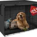 Explore Land Dog Crate Cover Heavy Duty Polyester Pet Kennel Sunshade Universal Fit for 24 inches Wire Cage (Black)