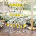 Champagne Tower,Champagne Display Holder Stand for Party With 32 Slots,3 Tier Acrylic Floating Sight Champagne Flute Holder with Led Light for Party,Wedding Measures 20" x 12" x 26"