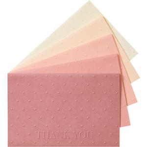 Crisky Embossed Thank You Cards (50 Pack) with Envelopes & Stickers Thank You Greeting Notes Bulk for Birthday, Baby Shower,Bridal Shower, Wedding, Graduation Shade of Dusty Rose
