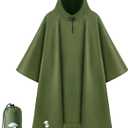 SaphiRose Hooded Rain Poncho Waterproof Raincoat Jacket for Men Women Adults (One Size, Army Green)