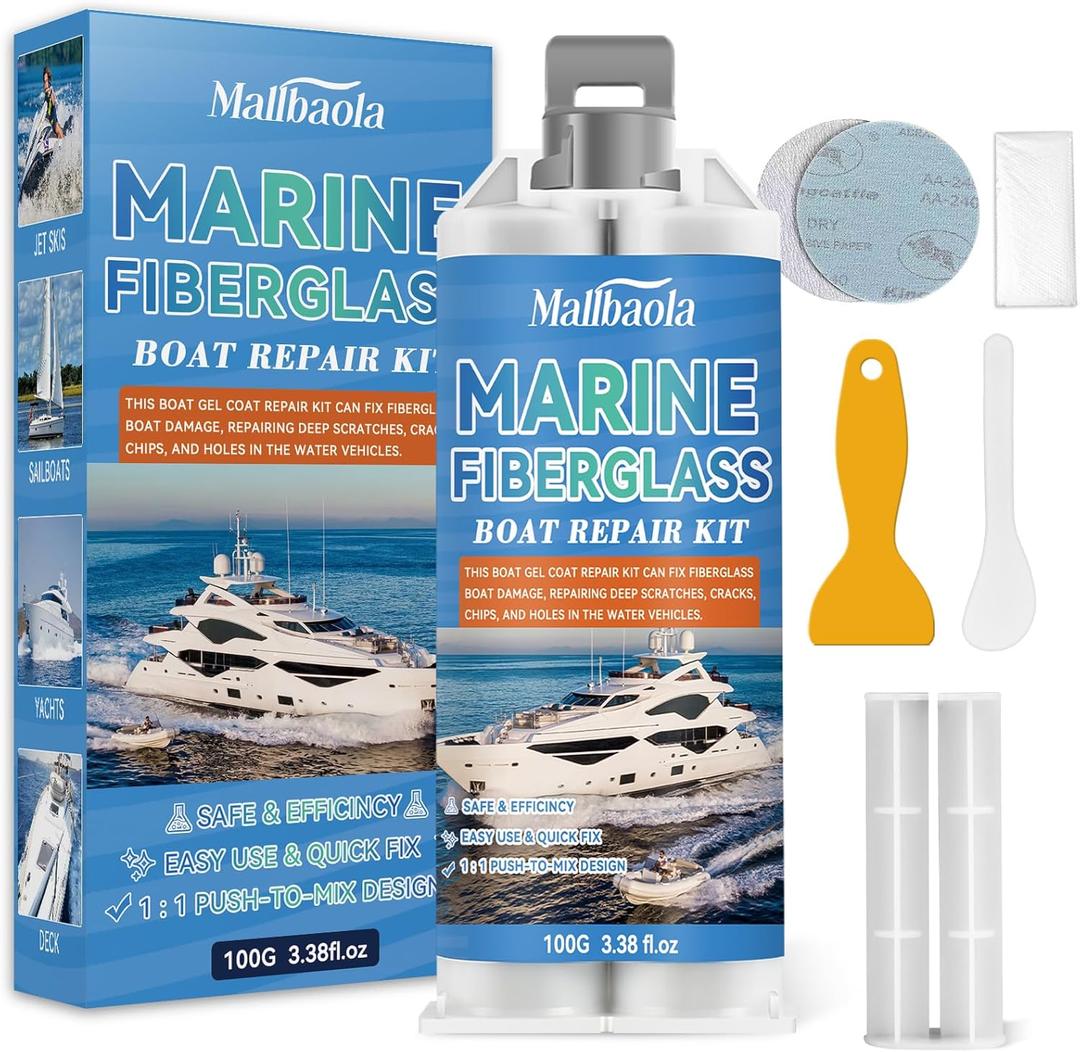 Marine Fiberglass Repair Kit, Boat Gelcoat Repair Kit (White, Pack of 1)