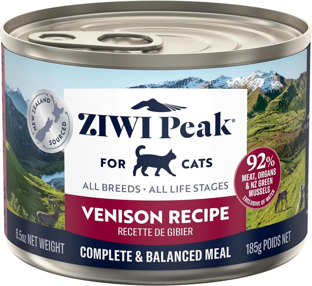 ZIWI Peak Wet Cat Food All Natural, High Protein, Grain Free, Limited Ingredient, with Superfoods (Venison, Case of 12, 6.5oz Cans) (EXP 10/29/28)