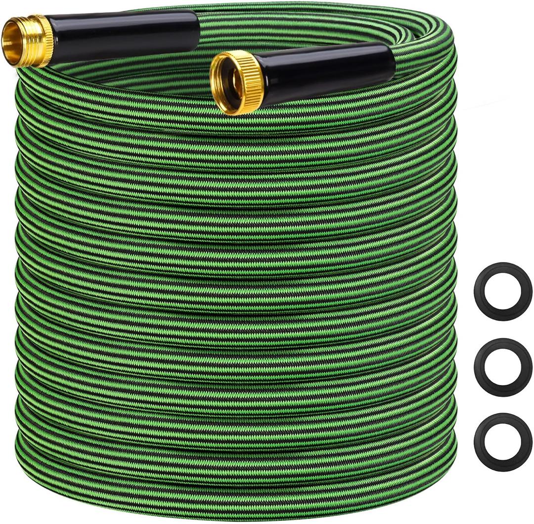 Garden Hose 50 ft Flexible Non-Expandable Water Hose Kink-Free Ultra Lightweight Leak-Proof Durable Portable Wear-Resistant Hoses Pipe with 3/4" Brass Fittings for Outdoor Yard Lawn Car Wash