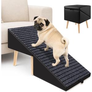 2-in-1 Foldable Dog Ramp Ottoman for Couch, Non-Slip Carpet Surface,17.13"H