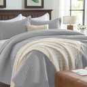 Quilts Queen Size - Lightweight Bedspreads Queen Size with Basket Weave Pattern, Soft Quilt Bedding, Light Grey Comforter Coverlet for All Seasons (90" x 96")