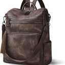 OPAGE Leather Backpack Purse for Women Fashion Tassel Ladies Shoulder Bags Designer Large Backpack Travel Bag (13-in Height, 2-1 Coffee)