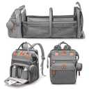 Jeryswet Baby Diaper Bags with Changing Station, Waterproof Large Capacity Diaper Bag Backpack for Moms Dads with USB Charging Port and Stroller Straps, Baby Shower Gifts, Grey (Gray)