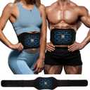 FDA Cleared ABS Stimulator Muscle Toner, Ab Machine, Portable Abdominal Belt, Electronic Pulse Massager, Home Office Fitness Belt Workout Equipment (Black Blue)