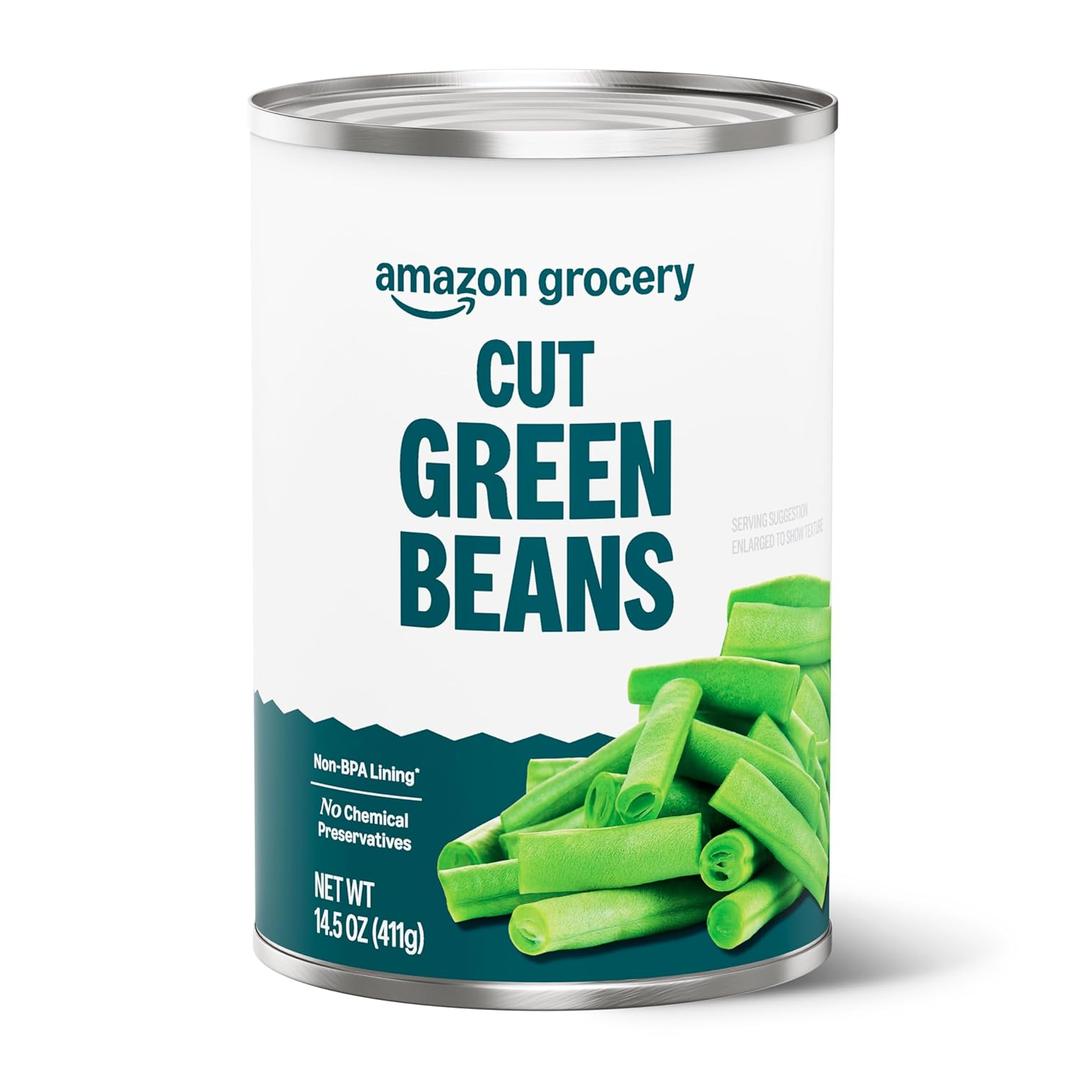 Amazon Grocery, Cut Green Beans, 14.5 Oz (EXP 10/16/27)