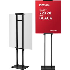 DISPLAYSWORKER Poster Stand for Display,Double Sided Banner Floor Stand with heavy duty Metal Base, Adjustable Pedestal Signage Up to 78 inches for Board & Foam Sign (Double-Pole)