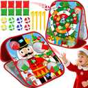 2 In 1 Christmas Party Games for Kids Adults, 20 Pcs Double Sided Foldable Board with Bean Bags Sticky Balls Toss and Dart Game Christmas Theme Gift for Family Xmas Party Favor Carnival Indoor Outdoor