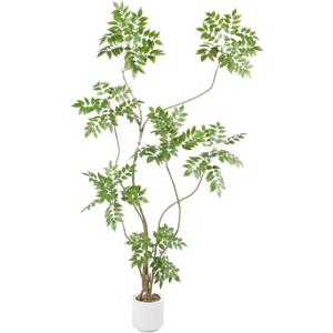 Artificial Sumac Tree,6ft1pack Tall Fake Plants Artificial Mahonia fortunei Plants for Indoor, Fake Trees for Office Home Living Room Floor Patio Greening Porch Decor