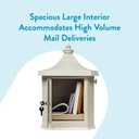 Architectural Mailboxes Hamilton Secure, Locking USPS Approved Heavy Duty, Cast Aluminum Metal Post Mounted Mail Box for Outside, White Large Curbside Mailbox with Magnetic, Lockable Double Doors