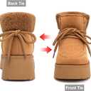 Platform Winter Boots For Women: Platform Boots Lace Up Zipper Chunky Heels Cozy Warm Snow Short Boot (Brown)