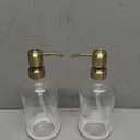 Vine Creations Clear Glass Soap Dispenser, 2 Pack Kitchen Soap Dispenser Set with Stainless Steel Pump, 16 oz Dish Soap and Hand Soap Dispensers for Bathroom with Waterproof Labels (Clear Bottle / Brushed Brass Pump)