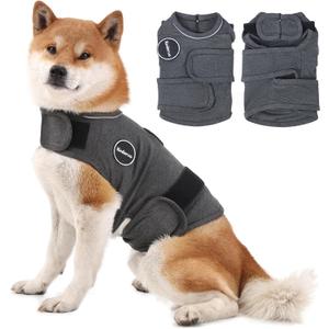 Dog Anxiety Jacket, Skin-Friendly Dog Calming Shirt - Dog Coat for Thunder, Fireworks, Vet Visits and Separation - Keep Pet Calm Without Medicine & Training, Anti Anxiety Vest for Dogs (Large, Dark Gray)