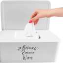 Moorfowl Makeup Remover Wipes Container,7.28" L * 4.80" W * 2.75" H, Makeup Wipes Holder Dispenser Chic for Bathroom Vanity Dressing Table (White)