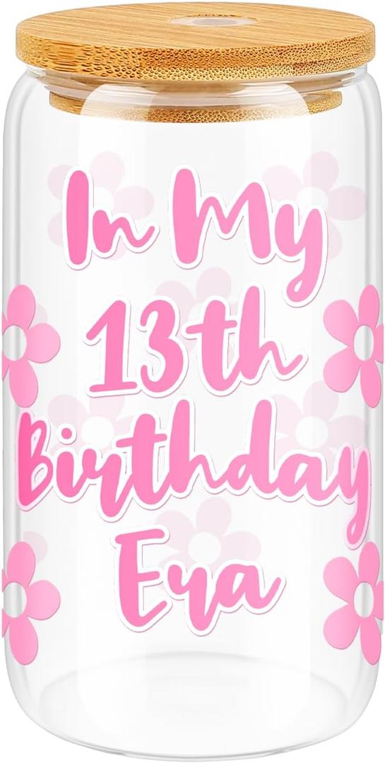 13Th Glass Cup Birthday Gifts For Girls,13 Year Old Girl Gifts,13th Birthday Gift Ideas, Best Presents For 13 Year Old Teen Girls