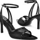 LACIKOSZ Mesh High Heels Womens Strappy Sandals Wedding Bride Dressy Shoes Pointed Toe Ankle Strap Sandals, 8.5