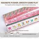 Pink Mahjong Racks with Magnetic Pushers, 4 Pack Acrylic American Mahjong Tile Racks with Scalloped Wave Edge Pusher, 20 Inch Glossy Tile Holders for Mahjong Lovers