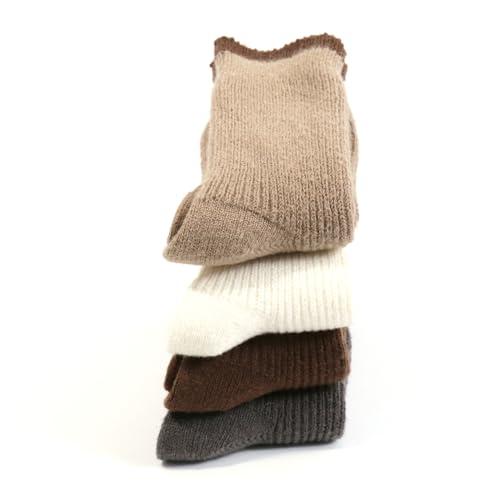 Women’s Merino Wool Socks, 4 Pairs (White, Grey, Light Coffee, Dark Coffee)
