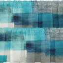 Emvency Pack of 2 Valances Window Treatments Turquoise Abstract Modern Art Blackout Drapes Adjustable Curtain for Windows Living Room Kitchen Over Sink 12x52 Rod Pocket Valances